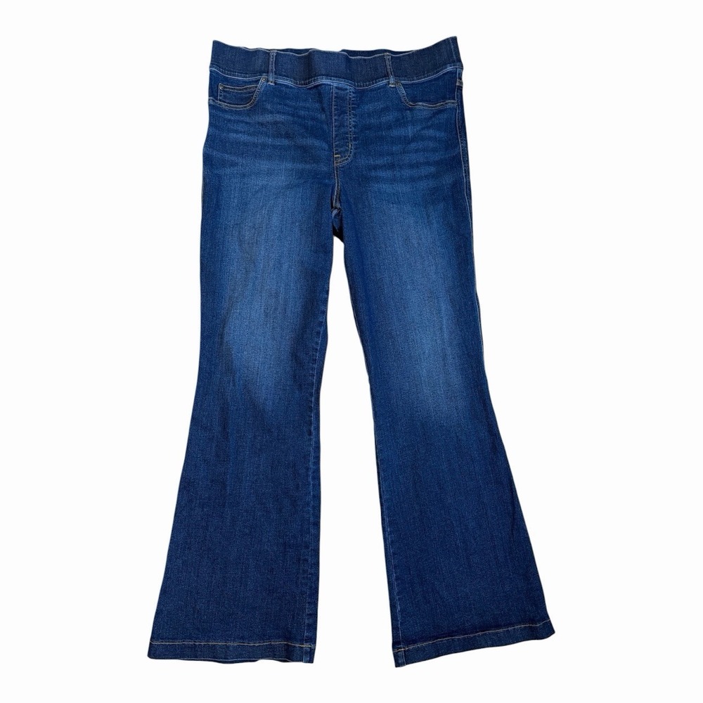 SPANX 2X Dark Wash Pull On Flare Jeans High Rise Stretch Denim